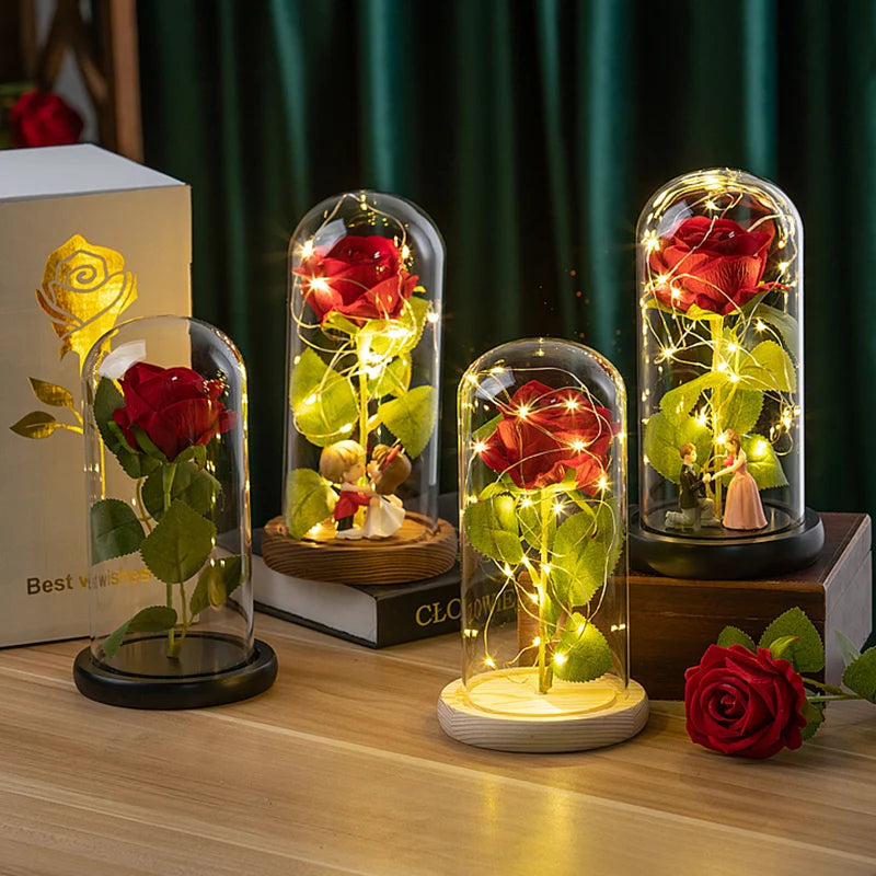 Eternal Red Rose Artificial Flowers with LED Light